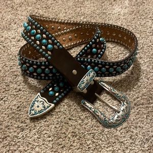 Women's Nocona studded Western Turquoise belt Sz L
